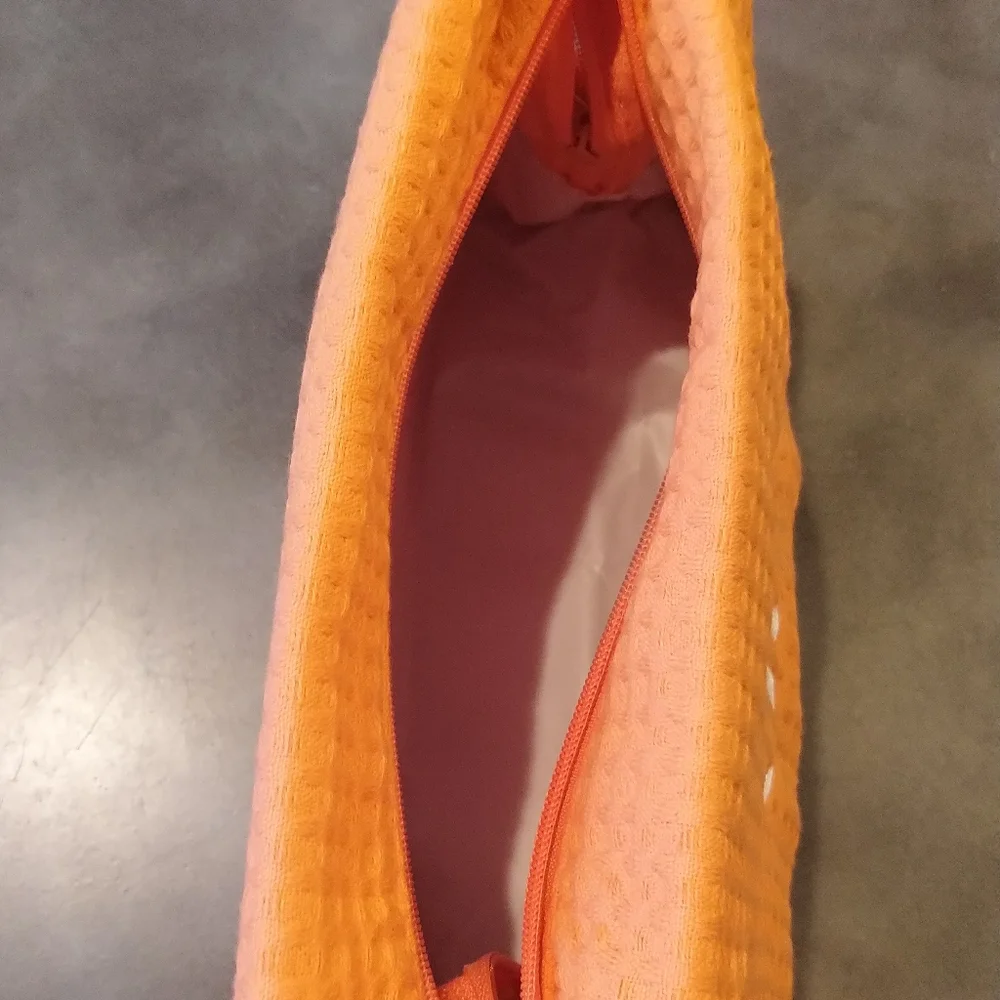 New Orange Spacific Essentials Waffle Cosmetic Bag Monogrammed with JLJ